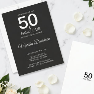 Convite Elegante Preto 50 & Fabuloso