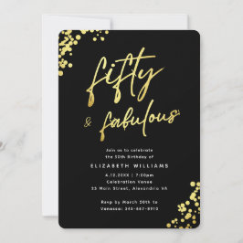 Convite Elegante Preto Dourado Cinquenta e Fantástico Aniv
