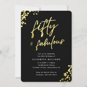 Convite Elegante Preto Dourado Cinquenta e Fantástico Aniv
