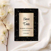 Elegante preto dourado confetti Salvar a Data