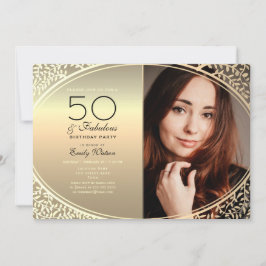 Convite Elegante Preto e Dourado 50º Aniversário