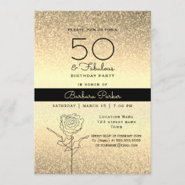 Convite Elegante Preto e Dourado 50º Aniversário