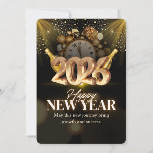 Convite Elegante Preto e Dourado Celebração de Ano Novo 20