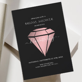 Convite Elegante, Preto, Rosegold Diamond Einladung