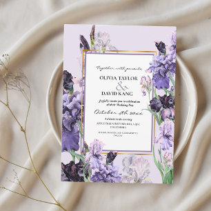 Convite Elegante Primavera Flora Irises Casamento