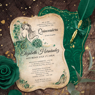 Convite Elegante Princesa Dourada Quinceanera Birthday