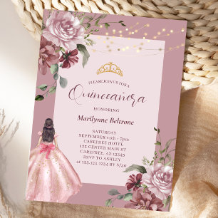 Convite Elegante Princesa Floral Quinceañera