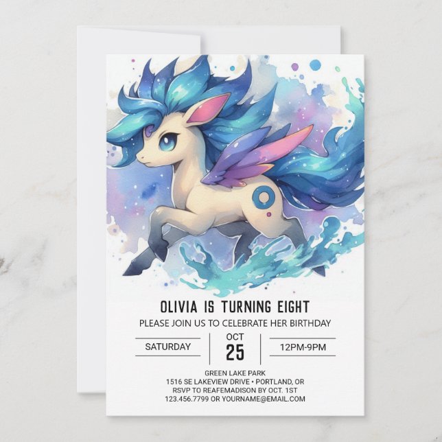 Convite Elegante Printable Horse Birthday (Frente)