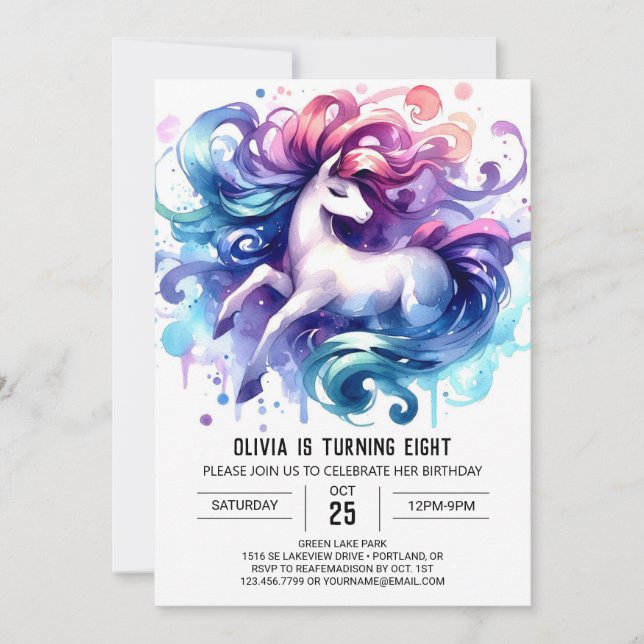 Convite Elegante Printable Horse Birthday (Frente)