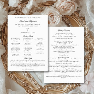 Convite Elegante Programa de Missa de Casamento Católico p