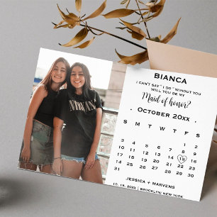 Convite Elegante proposta de calendário para madrinha de h