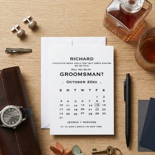 Convite Elegante proposta de padrinho com calendário  