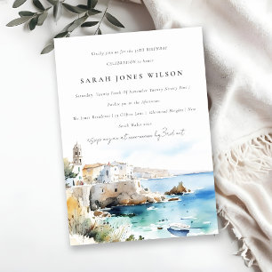 Convite Elegante Puglia Itália Paisagem Aquarela Aniversár