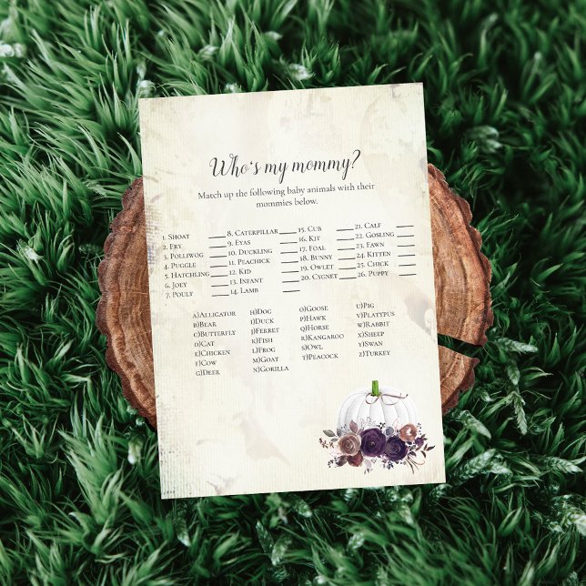 Convite Elegante Pumpkin Branco Que é o Meu Jogo da Mamãe (Criador carregado)