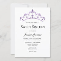 Elegante Purple Diamond Tiara Sweet 16 Convide