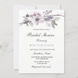 Convite Elegante Purple Winter Floral Chá de panela Invite