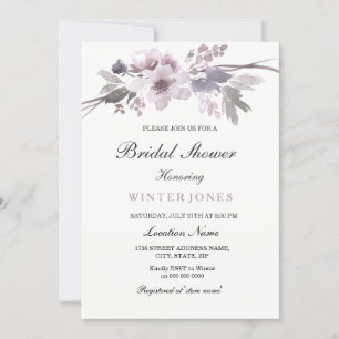 Convite Elegante Purple Winter Floral Chá de panela Invite