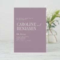 Elegante Púrpura Poeirento Casamento Formal Serif