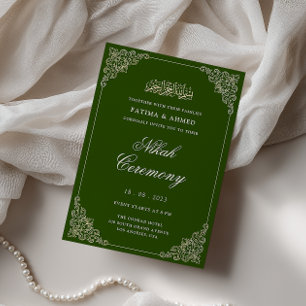 Convite Elegante Quadro Barroco Cerimônia de Nikah Esmeral
