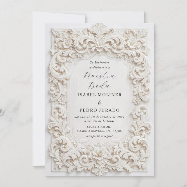 Convite Elegante Quadro Barroco Nossa Noiva Casamento (Frente)