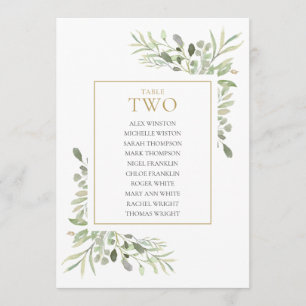 Convite Elegante Quadro de Assentos Número 2 com Vegetação