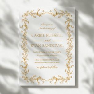 Convite Elegante Quadro de Casamento Floral Desenhado à Mã