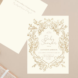 Convite Elegante Quadro de Cimeira Botânica Chique Baby Sh