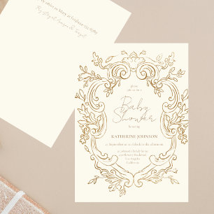 Convite Elegante Quadro de Cimeira Botânica Chique Baby Sh