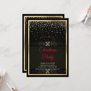 Convite Elegante Quadro de Diamantes Pretos de Natal