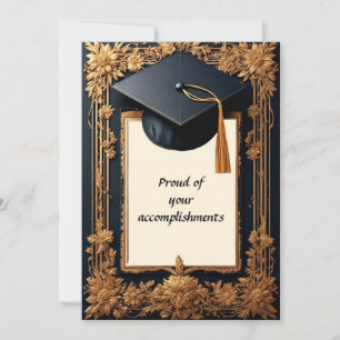 Convite Elegante Quadro de Formatura com Mortarboard