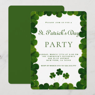 Convite Elegante Quadro de Trevo Verde Festa St.Patrick