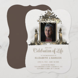 Convite Elegante Quadro de Velas Foto Celebração de Vida