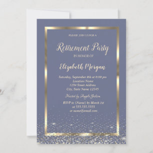 Convite Elegante Quadro Dourado Aposentadoria Violeta Past