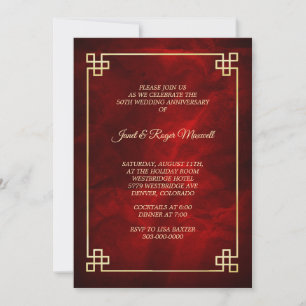 Convite Elegante Quadro Dourado de Aniversário de 50 anos