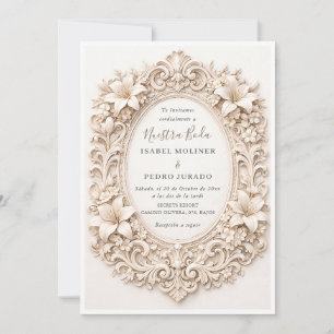 Convite Elegante Quadro Floral Barroco Nossa Noiva Casamen