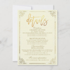 Convite Elegante Quadro Floral Dourado Detalhe de Direção