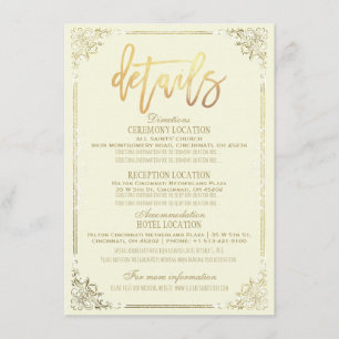 Convite Elegante Quadro Floral Dourado Detalhe de Direção 