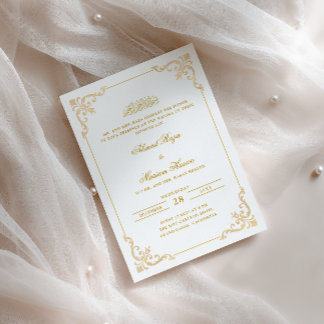 Convite Elegante Quadro Ornado Branco Cerimônia Walima Dou