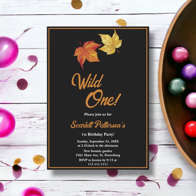 Convite Elegante Queda Chic Deixa primeiro aniversario Bra (Criador carregado)