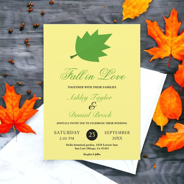 Convite Elegante queda no amor Rustic deixa Casamento outo (Criador carregado)