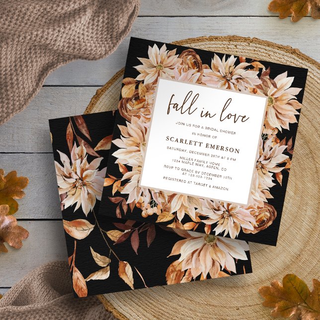 Convite Elegante Queda No Chá de panela De Amor (Elegant Fall In Love Bridal Shower Invitation
)