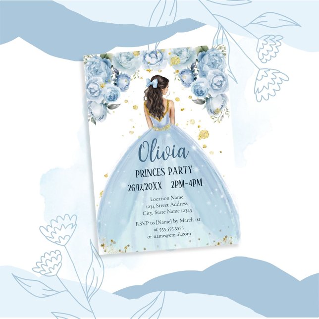 Convite Elegante Quinceañera Azul e Branco (Criador carregado)