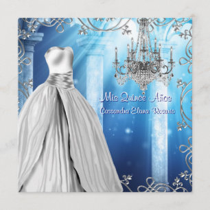 Convite Elegante Quinceanera Azul Real Naval