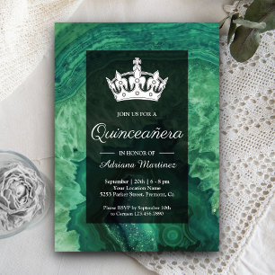 Convite Elegante Quinceanera em Ágata Verde Moderna