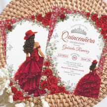 Elegante Quinceañera em Aquarela Vermelha e Prata