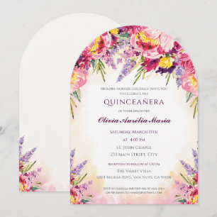 Convite Elegante Quinceañera Floral