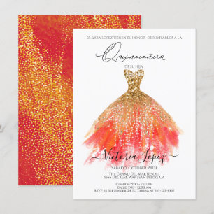 Convite Elegante Quinceañera Glitter Sparkle Espanha