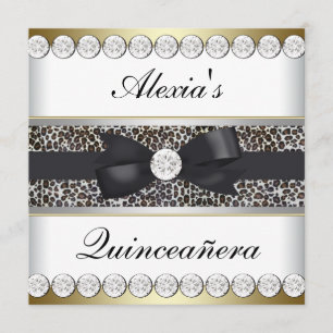 Convite Elegante Quinceanera Preta e Dourada