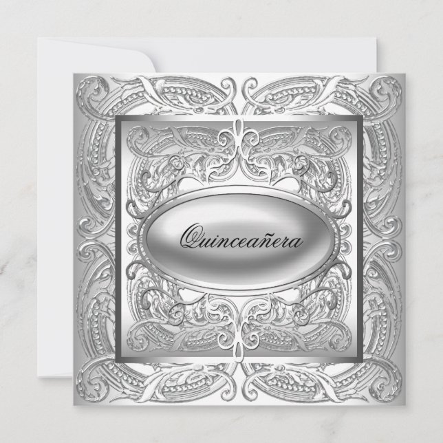 Convite Elegante Quinze Anos Branco (Frente)