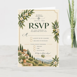 Convite Elegante ramo de oliveira mediterrâneo para RSVP d